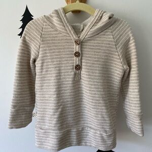 Childhoods Clothing Henley Hoodie in Oatmeal Stripe - 12-18 months